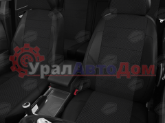 Авточехлы ГАЗель Next (3 высоких) экокожа-жаккард черные комплект AVTOLIDER в интернет-магазине УралАвтоДом
