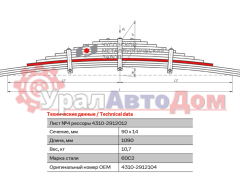Лист рессоры КАМАЗ-43114, 4350, 43261 задней №4 L=1090мм ЧМЗ в интернет-магазине УралАвтоДом