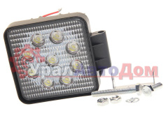 Фара рабочего света квадратная 110х110мм 27Вт (9 LED) рассеянный свет (Flood) 12-24V MEGAPOWER в интернет-магазине УралАвтоДом